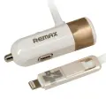 REMAX Car Charger RCC-102 - USB - 3,4A with 2 in 1 cable Micro USB, Lightning gold Foto 2