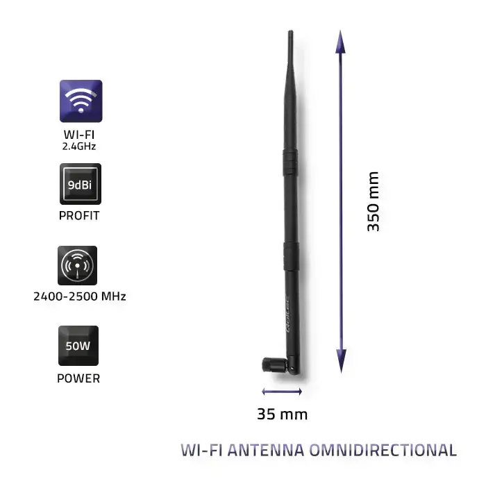 Qoltec Wi-Fi 2.4GHz antenna omnidirectional | 9dBi Foto 5