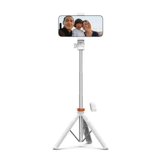 Tech-Protect L03S Bluetooth selfie stick with remote control, tripod up to 148cm and 180 head - white Photo