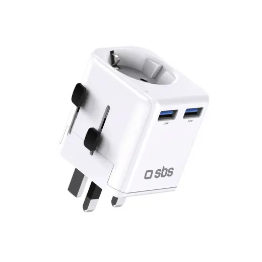 SBS universal travel adapter - EU 2xUSB-A - white Фото num