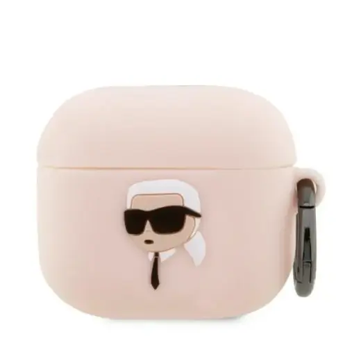 Karl Lagerfeld KLA3RUNIKP AirPods 3 cover różowy|pink Silicone Karl Head 3D Foto 1