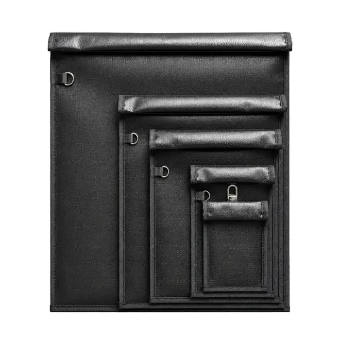 Set of 5 Fireproof OTN-5 RFID Signal Blocking Bags - Black