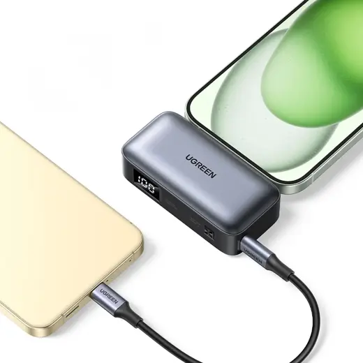 Ugreen PB503 5000mAh внешний аккумулятор (powerbank) с портом Тип C и интегрированным коннектором Тип C - серый Фото num