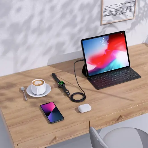 Choetech T319 MFI 5W wireless charger for Apple Watch + USB-C cable - black Foto 9