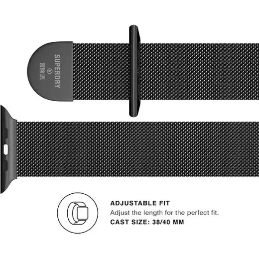 SuperDry Watchband Apple Watch 38|40|41 mm Series 4|5|6|7|8|SE|SE 2 Chainmail czarny|black 41681 Foto 5