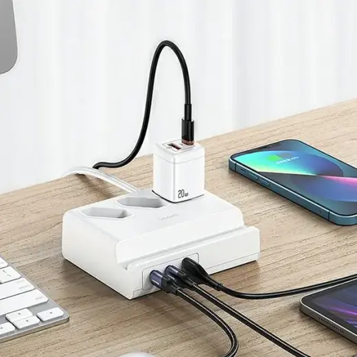 USAMS Listwa zasilająca 65W Super Si Fast Charging USB Extension Socket EU biały|white CC160TC01 (US-CC160) Фото num