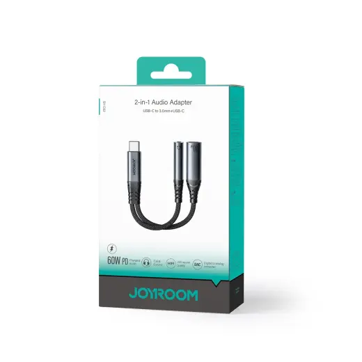 Joyroom SY-C02 2in1 DAC adapter USB-C to USB-C | 3.5 mm mini jack - black Foto 5