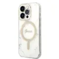Zestaw Guess GUBPP14LHMEACSH Case+ Charger iPhone 14 Pro 6,1" biały|white hard case Marble MagSafe Фото num