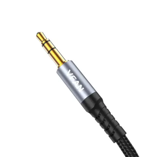 Kabelis VFAN L11 mini jack 3,5 mm AUX, 1 m, apzeltīts (pelēks) Foto 3