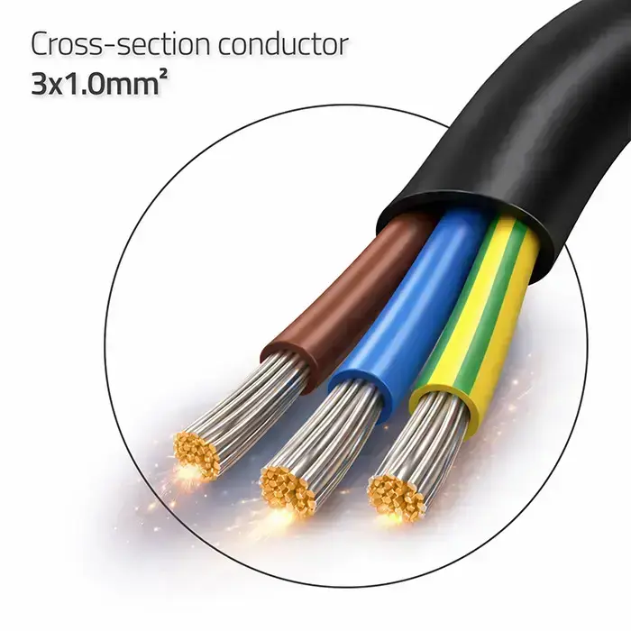 Qoltec SCHUKO CEE 7/7 power cable | copper Cu | stripped and soldered | 3x1.00 mm² | 1.8 m Foto 2