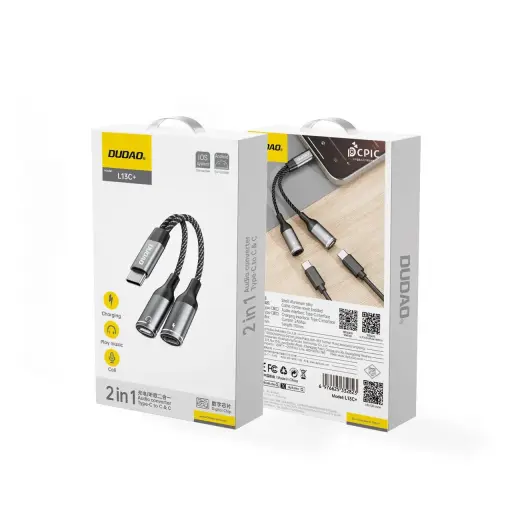 Dudao L13C+ 2in1 USB-C Adapter - Gray Фото num