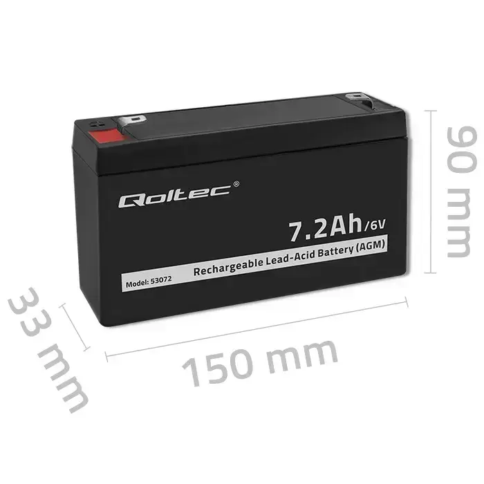 Qoltec AGM battery | 6V | 7.2 Ah | Maintenance-free | Efficient| LongLife | for toys, vehicles Foto 7
