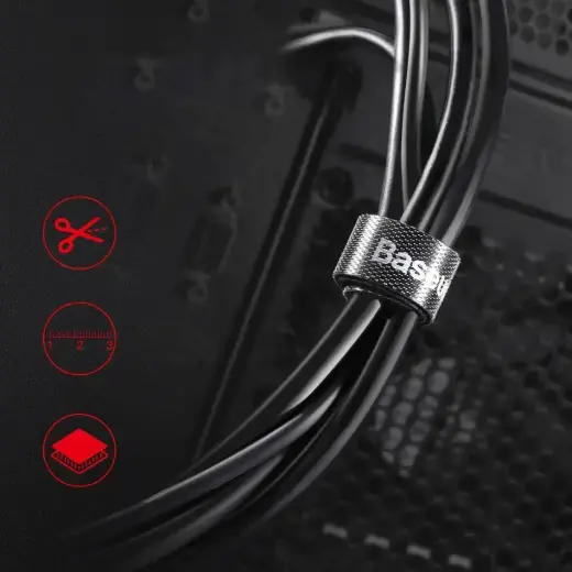 Baseus Rainbow Circle hook and loop Straps - Velcro tape Velcro cable organizer 3m black (ACMGT-F01) Foto 9