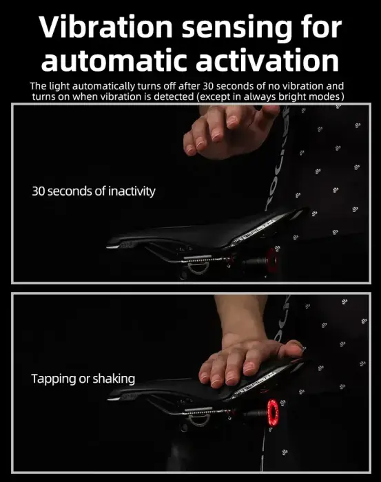 Rockbros Q5 Rear Bike Light with Intelligent Stop System - Black Foto 14