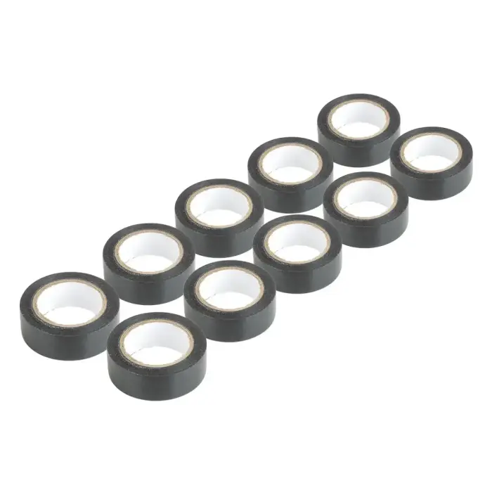 Black PVC electrical tapes set 10 pcs 19mm x 10m x 0.13mm AMIO-04845