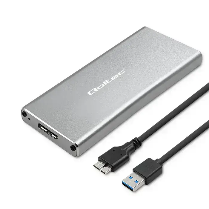 Qoltec Aluminium Enclosure | M.2 SSD drive | SATA | NGFF| USB 3.0 | Super speed 5GB/s | 2TB | Silver Foto 2