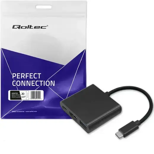 Qoltec Hub Adapter USB-C 3.1 3in1 | USB 3.0 | HDMI 4K | USB-C 3.1 PD 100W Фото num