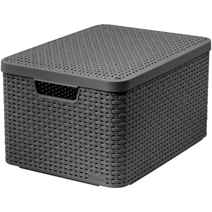 Box with lid Style L 43,6x32,6x23cm dark grey