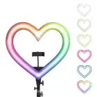 LED Ring Stream RGB lamp 10" with holder for mobile HEART + tripod JM26-10 black Foto 3