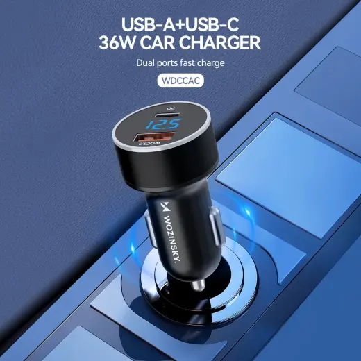 Wozinsky WDCCAC USB-C USB-A 36W car charger - black Foto 6