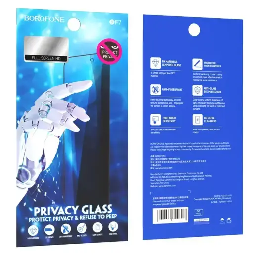 Borofone Tempered glass BF7 Diamond Armor Full Screen Anti-spy for Iphone 12 Pro Max - 10 pieces Foto 9