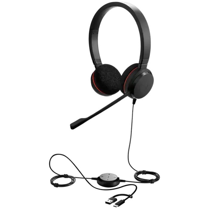 JABRA Evolve 20, Stereo UC, USB C/A adapter