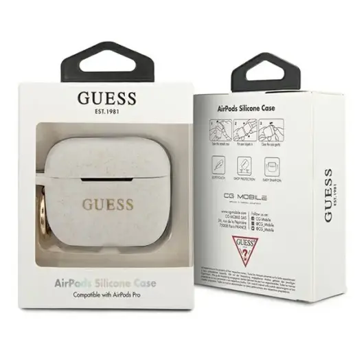 Guess Silicon Glitter telefona maciņš priekš AirPods Pro balts Foto 3