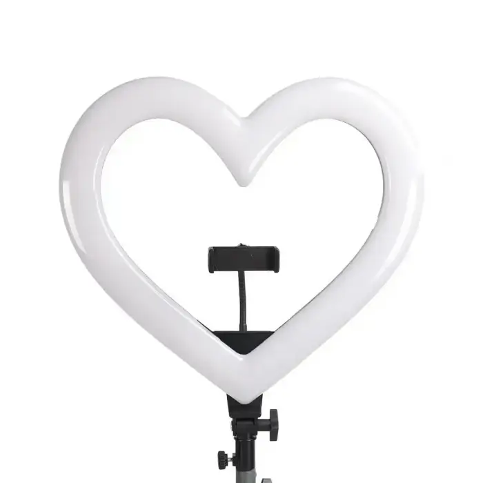 LED Ring Stream RGB lamp 10" with holder for mobile HEART + tripod JM26-10 black Foto 7
