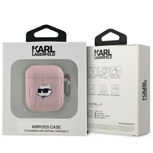 Karl Lagerfeld KLA2PGCHPP AirPods 1|2 cover różowy|pink Monogram Choupette Head Foto 3