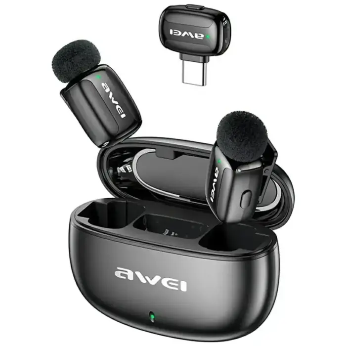 Wireless Lavalier Microphone AWEI MK5 Duo Ai-Voice black