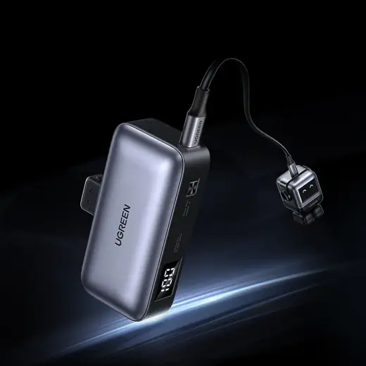 Ugreen PB503 5000mAh внешний аккумулятор (powerbank) с портом Тип C и интегрированным коннектором Тип C - серый Фото num