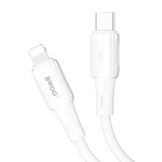 BWOO silicone cable X329CL 27W USB-C - Lightning 1m white Foto 3