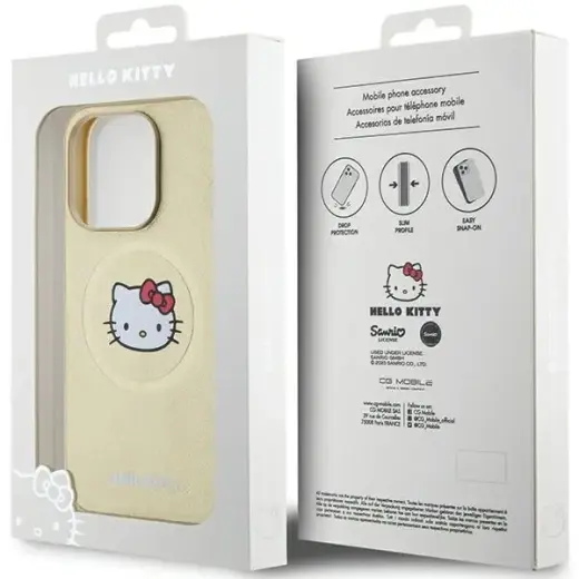 Hello Kitty Leather Kitty Head MagSafe case for iPhone 15 Pro - gold Фото num