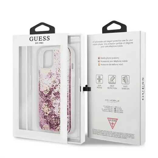 Guess GUHCP13SLGPEPI iPhone 13 mini 5,4" różowy|pink hardcase Peony Liquid Glitter Фото num