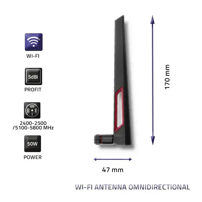 Qoltec Wi-Fi 2.4 / 5GHz antenna omnidirectional | 5dBi Foto 5