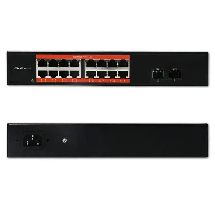 Qoltec Gigabit Ethernet SWITCH | 16x RJ45 | 2x SFP | 1000 Mb/s Foto 9