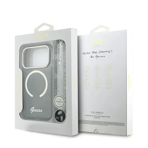 Guess IML Glitter Script Strap MagSafe Case for iPhone 17 Pro Black Foto 6