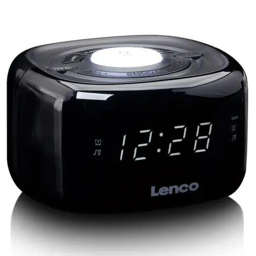 Lenco radio pulkstenis, ar nakts gaismu, balts Foto 2