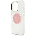 Чехол для телефона Guess IML Металлический Разноцветный Круг Классическое Лого MagSafe для iPhone 16 Pro розовый Фото num