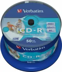 Matricas CD-R AZO Verbatim 700MB 1x- 52x Wide Printable non ID,50 Pack Spindle Фото num