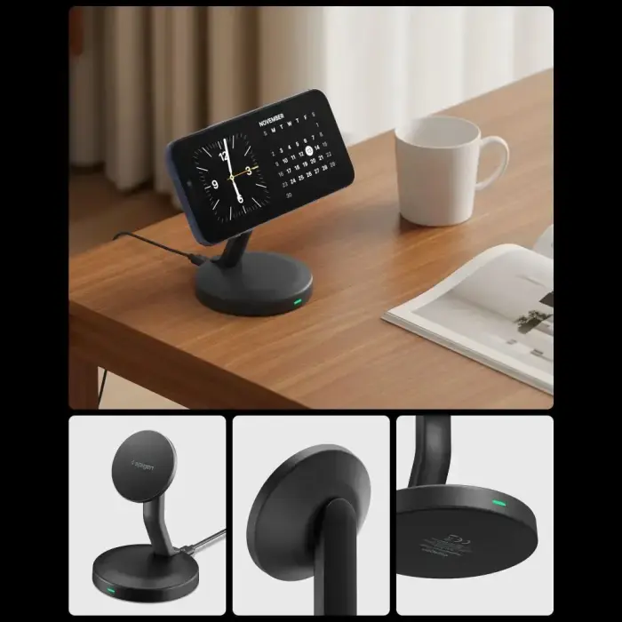 SPIGEN EF151MS ESSENTIAL MAGNETIC MAGSAFE WIRELESS CHARGER 15W BLACK Фото num