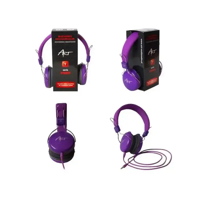 Wire headphones Jack 3,5 mm Art AP-60C violet Foto 2