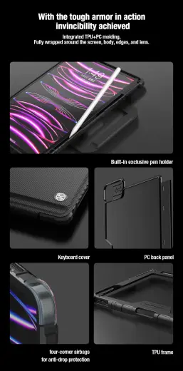 Nillkin Bumper GO Keyboard Case (Backlit Version) for iPad Pro 12.9 2020|2021|2022| Air 13 2024 Black Фото num