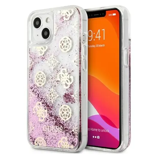 Guess GUHCP13SLGPEPI iPhone 13 mini 5,4" różowy|pink hardcase Peony Liquid Glitter Фото num
