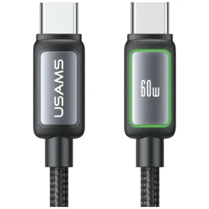USAMS Al-Alloy SJ815 U110 RGB Fast Charging 60W USB-C to Lightning Cable 1.2 m Black
