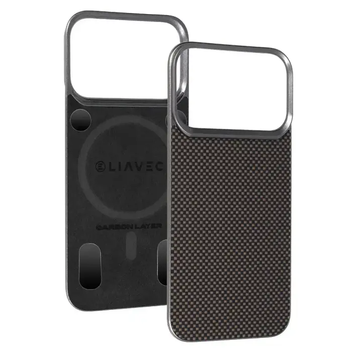 Liavec Carbon Layer phone case with MagSafe support for iPhone 17 Pro Max gold