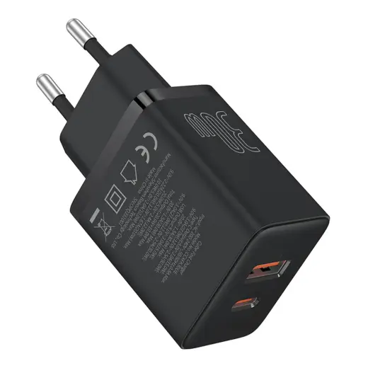 Baseus Cube Pro 30W USB-C USB-A Wall Charger - Black Foto 4