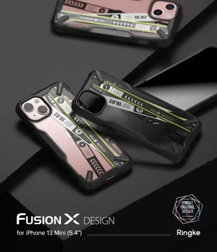 Ringke Fusion X Design durable PC Case with TPU Bumper for iPhone 13 mini black (Ticket band) (FXD540E43) Photo
