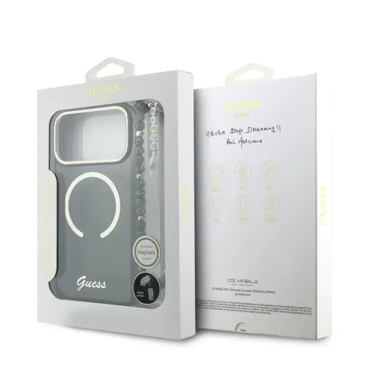 Guess IML Glitter Script Strap MagSafe Case for iPhone 17 Pro Max Black Foto 5