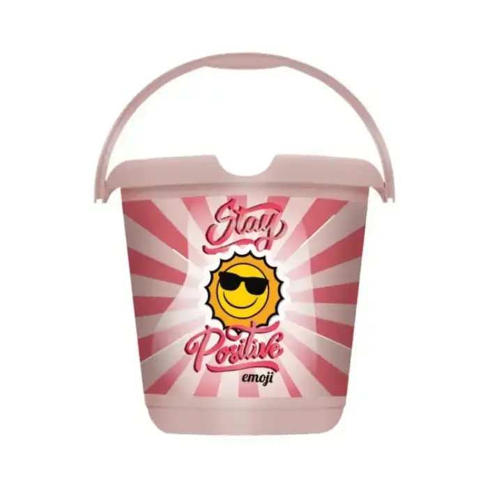 Bucket deco 10L Ilvie "Emoji Stay Positive" Ø30x28cm pink
